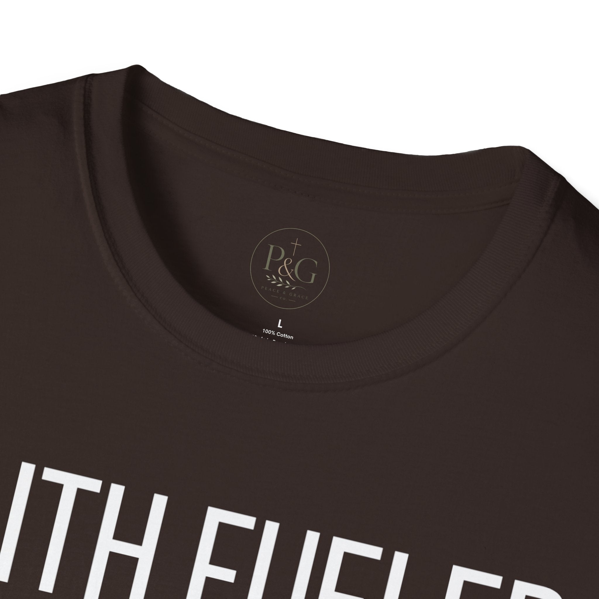 Faith Fueled T-Shirt — Christian Cross Tee with Scripture (Hebrews 12:2)