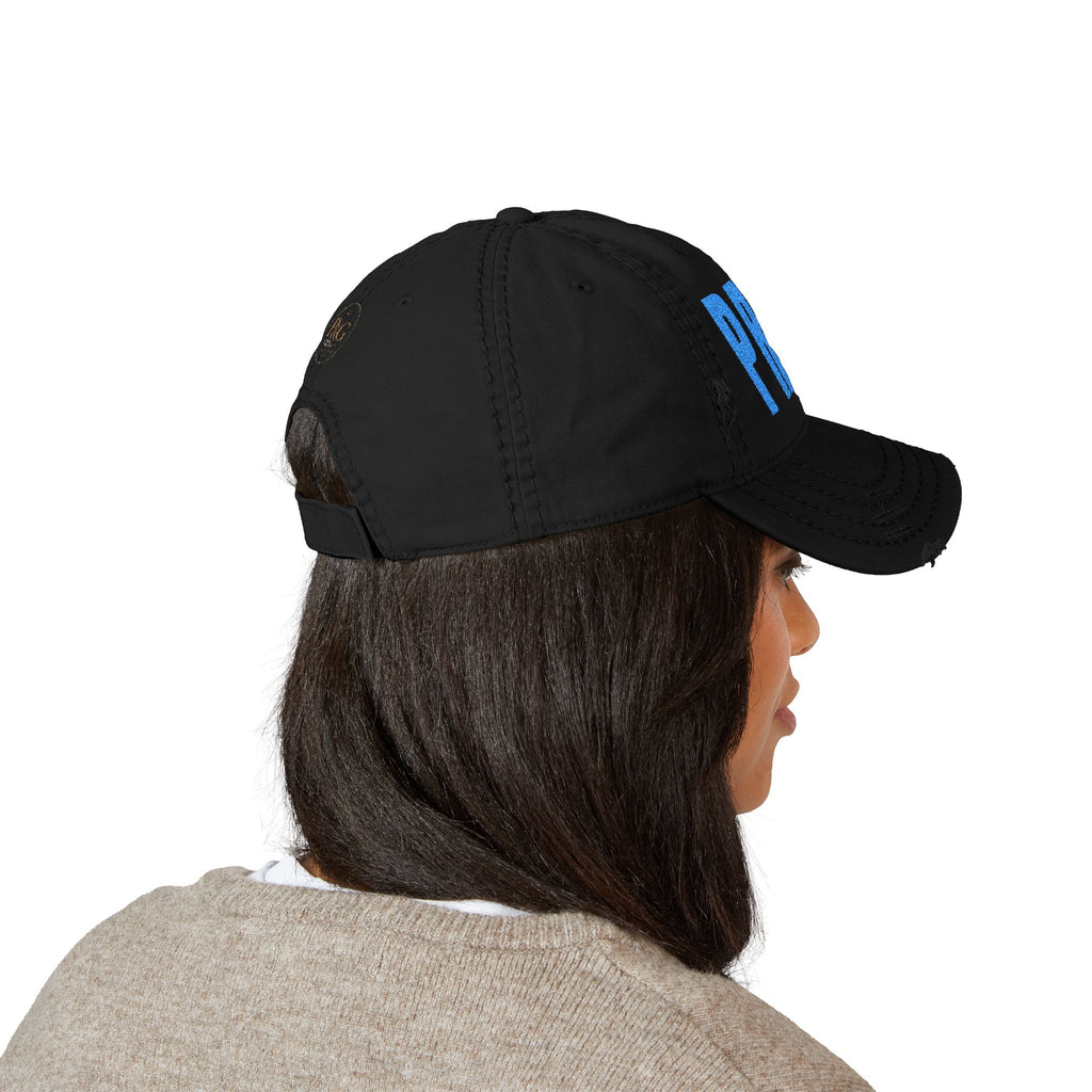PRAY Distressed Dad Hat — Embroidered Vintage Baseball Cap for Faith & Prayer