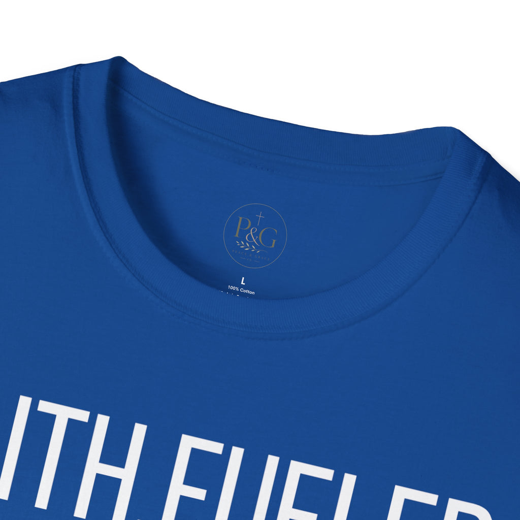 Faith Fueled T-Shirt — Christian Cross Tee with Scripture (Hebrews 12:2)