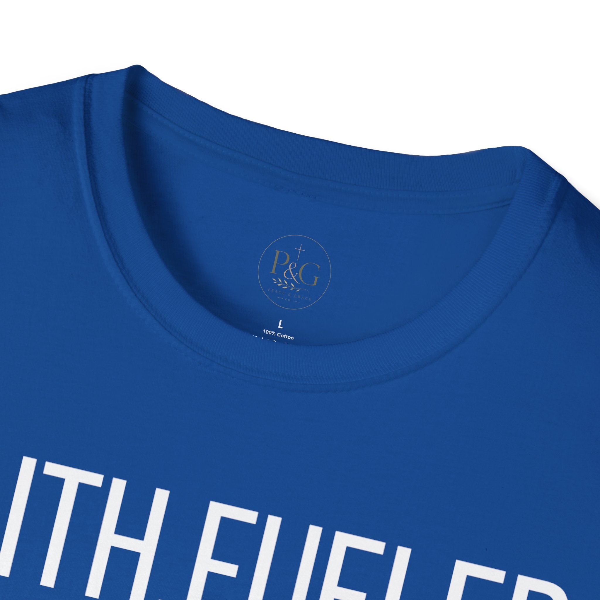 Faith Fueled T-Shirt — Christian Cross Tee with Scripture (Hebrews 12:2)