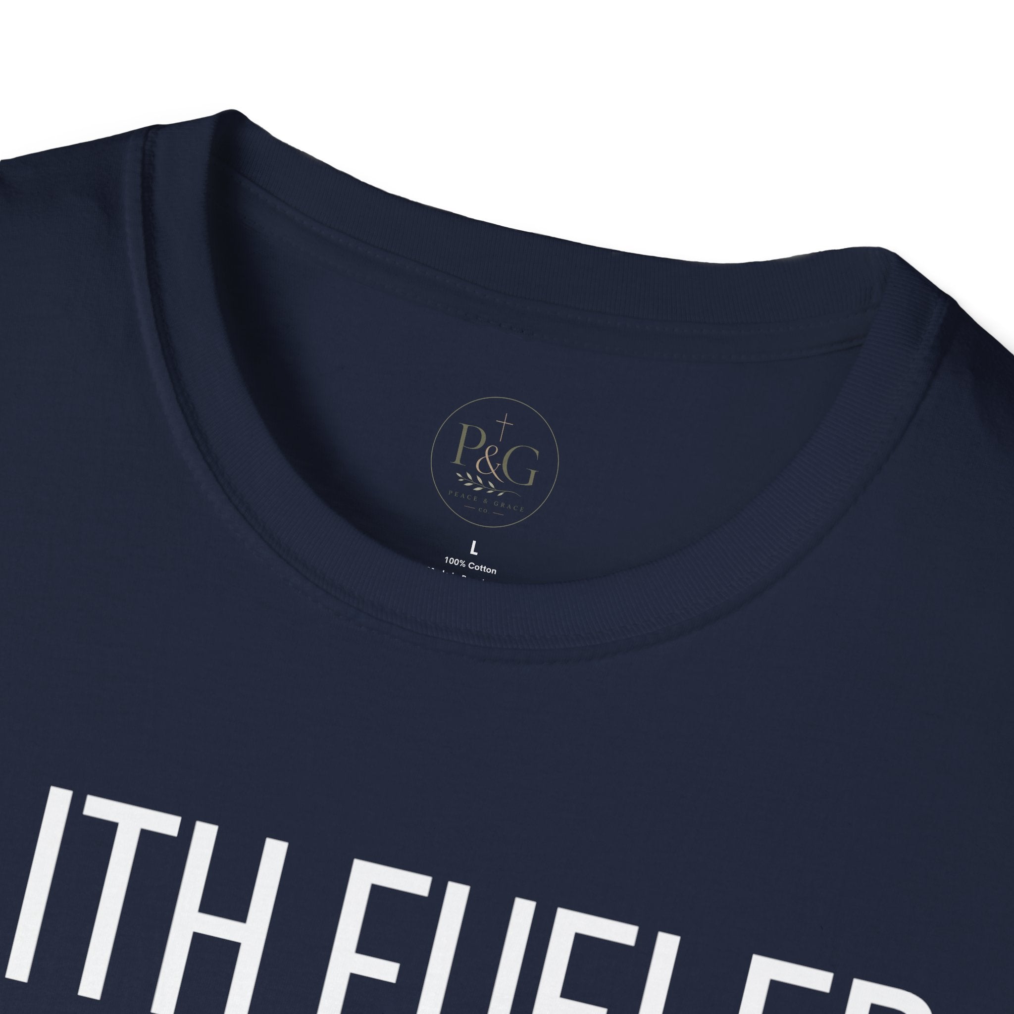 Faith Fueled T-Shirt — Christian Cross Tee with Scripture (Hebrews 12:2)