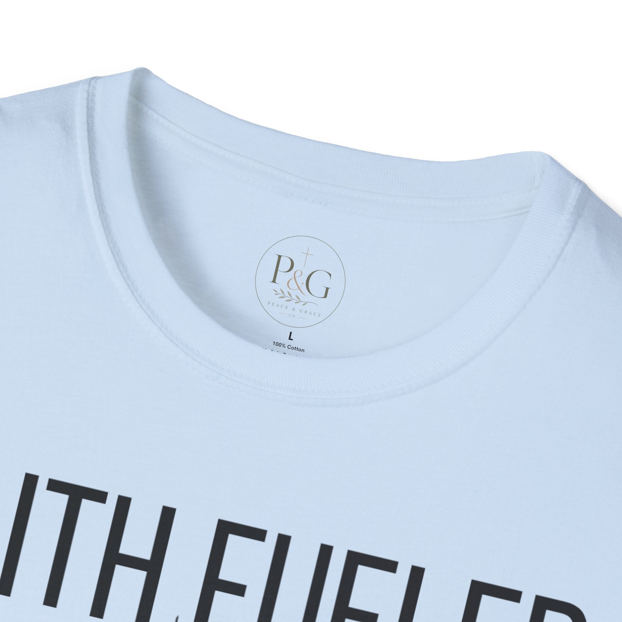 Faith Fueled T-Shirt — Christian Cross Tee with Scripture (Hebrews 12:2)