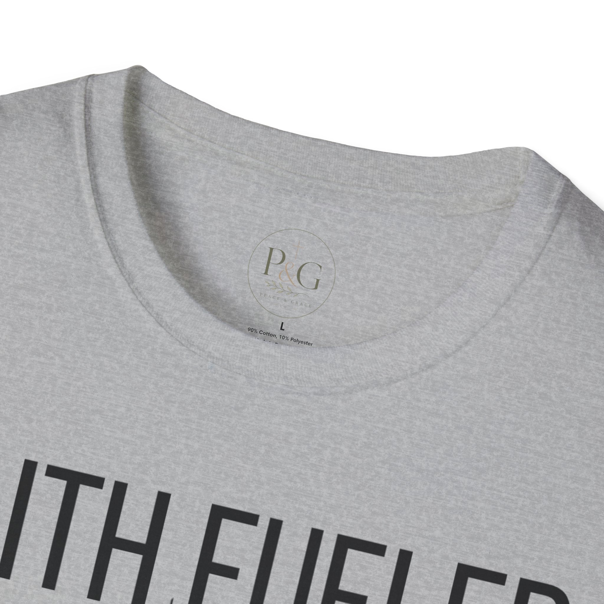 Faith Fueled T-Shirt — Christian Cross Tee with Scripture (Hebrews 12:2)
