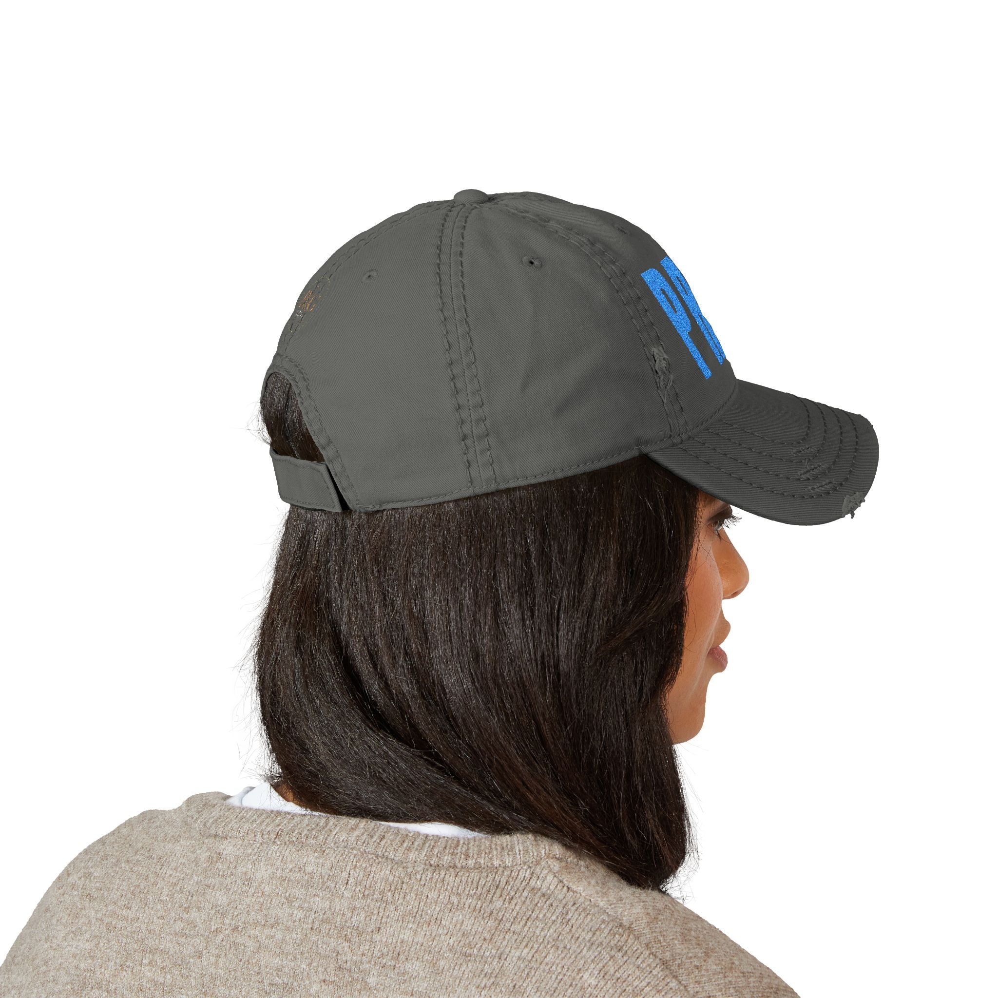 PRAY Distressed Dad Hat — Embroidered Vintage Baseball Cap for Faith & Prayer