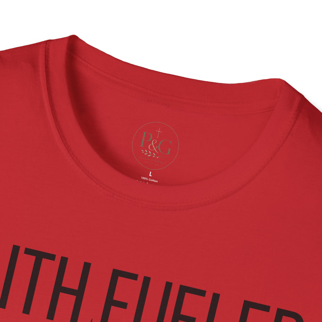 Faith Fueled T-Shirt — Christian Cross Tee with Scripture (Hebrews 12:2)