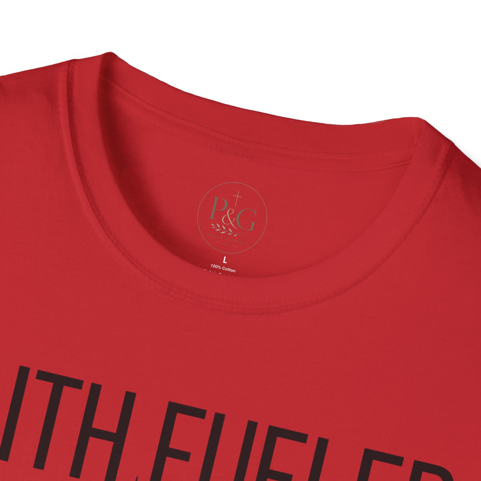 Faith Fueled T-Shirt — Christian Cross Tee with Scripture (Hebrews 12:2)